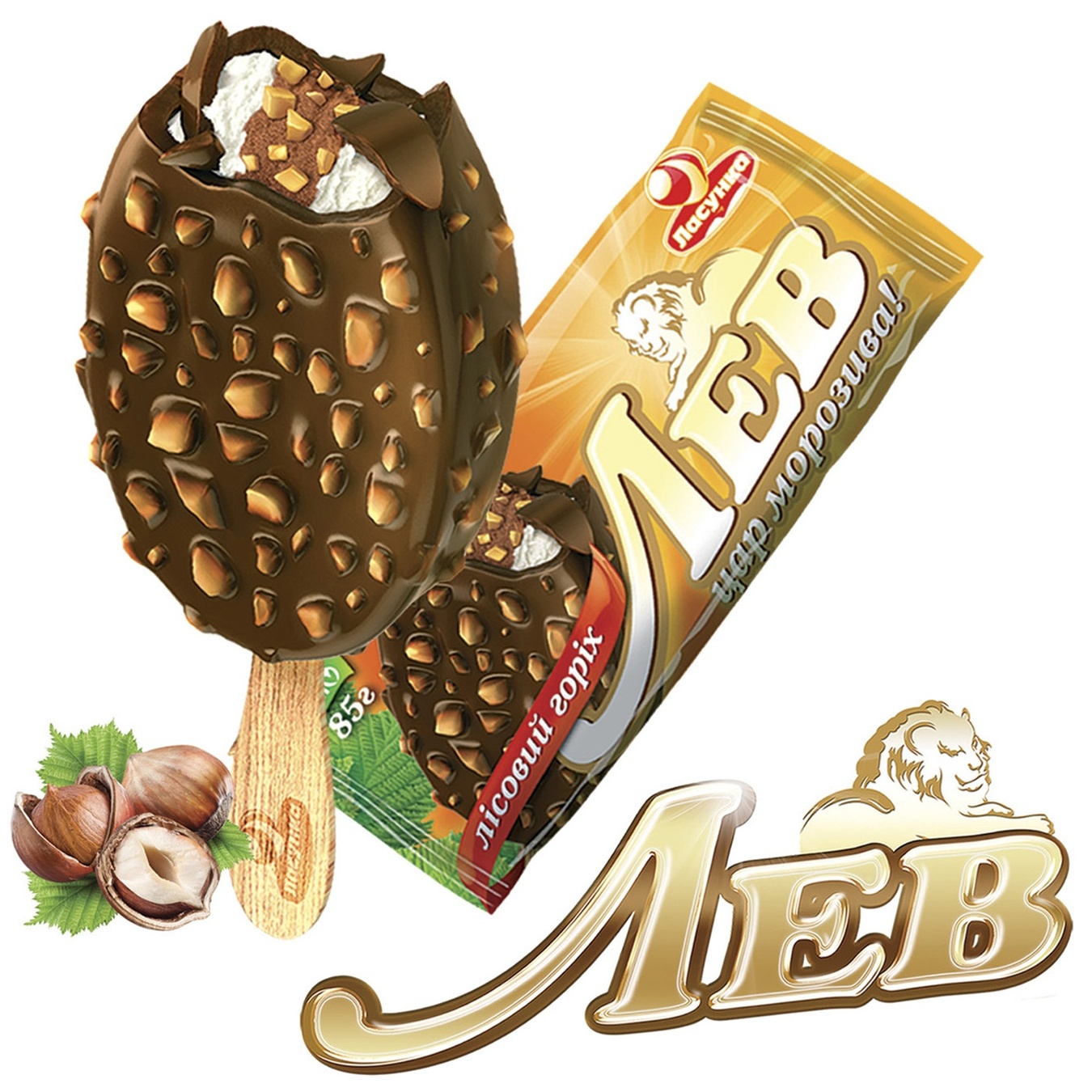 

Мороженое Лакомка Лев лесной орех 85г