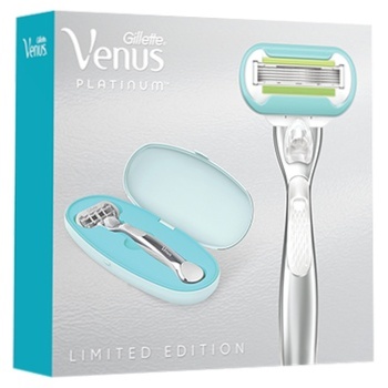 Подарочный набор Venus Extra Smooth Platinum бритва + 2 сменные кассеты + дорожный футляр - купить, цены на - фото 5