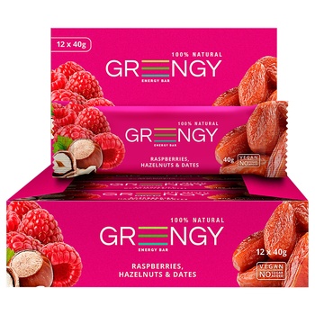 Батончик Greengy финики малина и фундук 40г - купить, цены на КОСМОС - фото 4