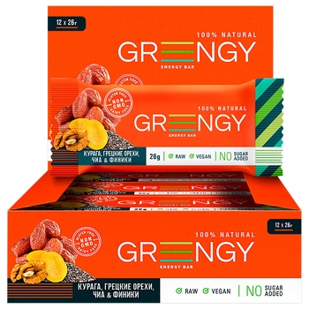 Greengy Bar Dried Apricots Walnuts Chia Dates 26g - buy, prices for Auchan - photo 5