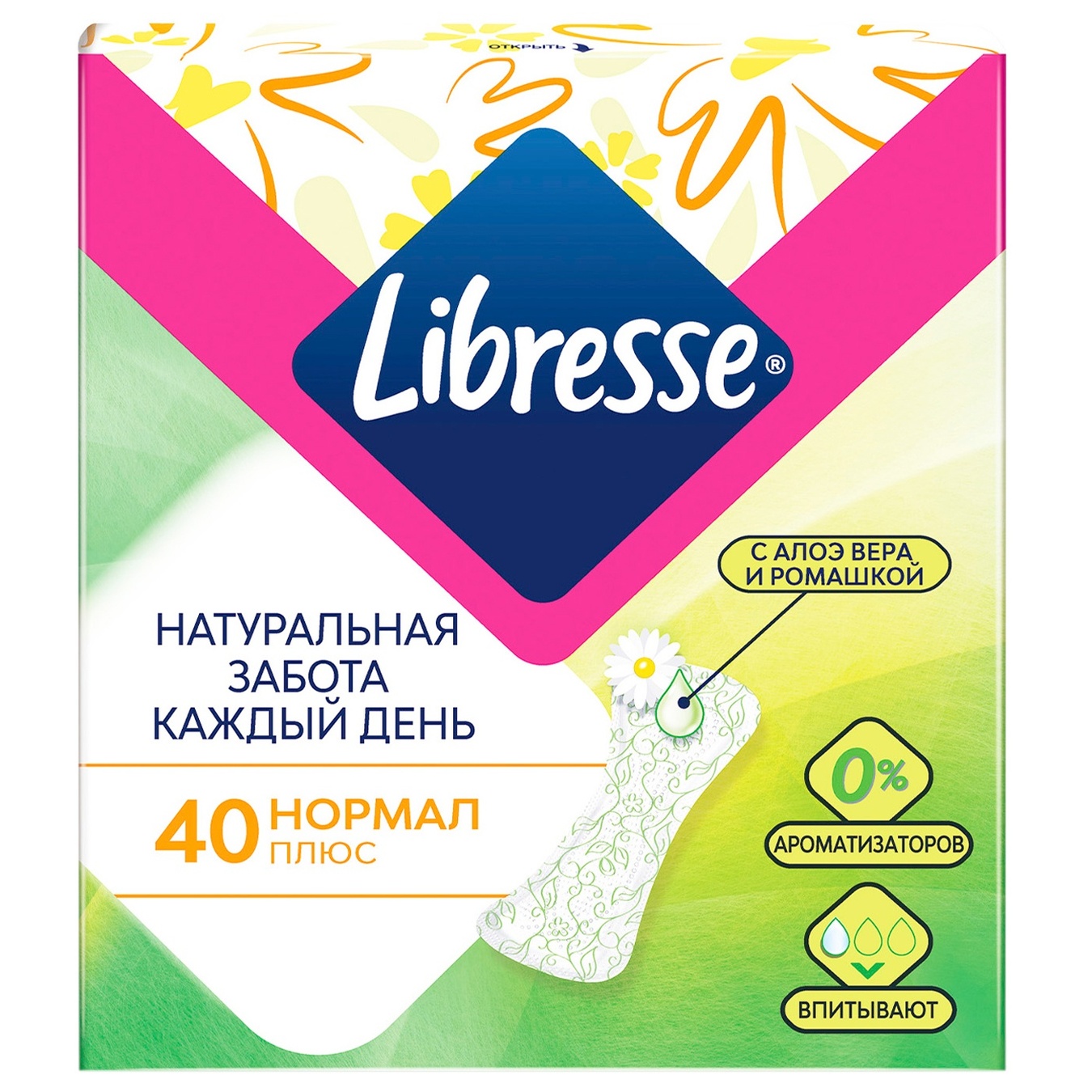 

Прокладки ежедневные Libresse Natural Care Normal 2 капли 40шт
