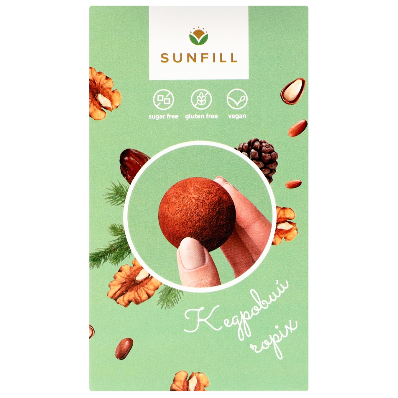 

Конфеты Sunfill с кедровым орехом без сахара и глютена 150г