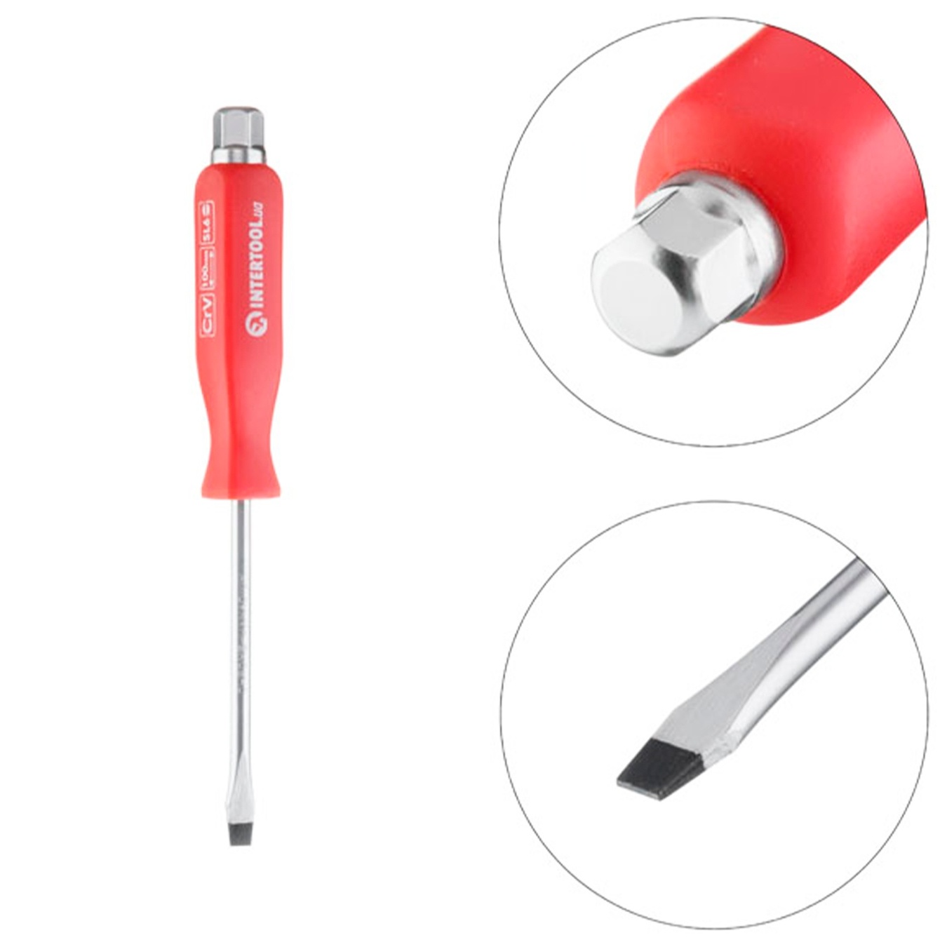 

Отвертка InterTool шлицевая ударная SL6x100мм HT-0482