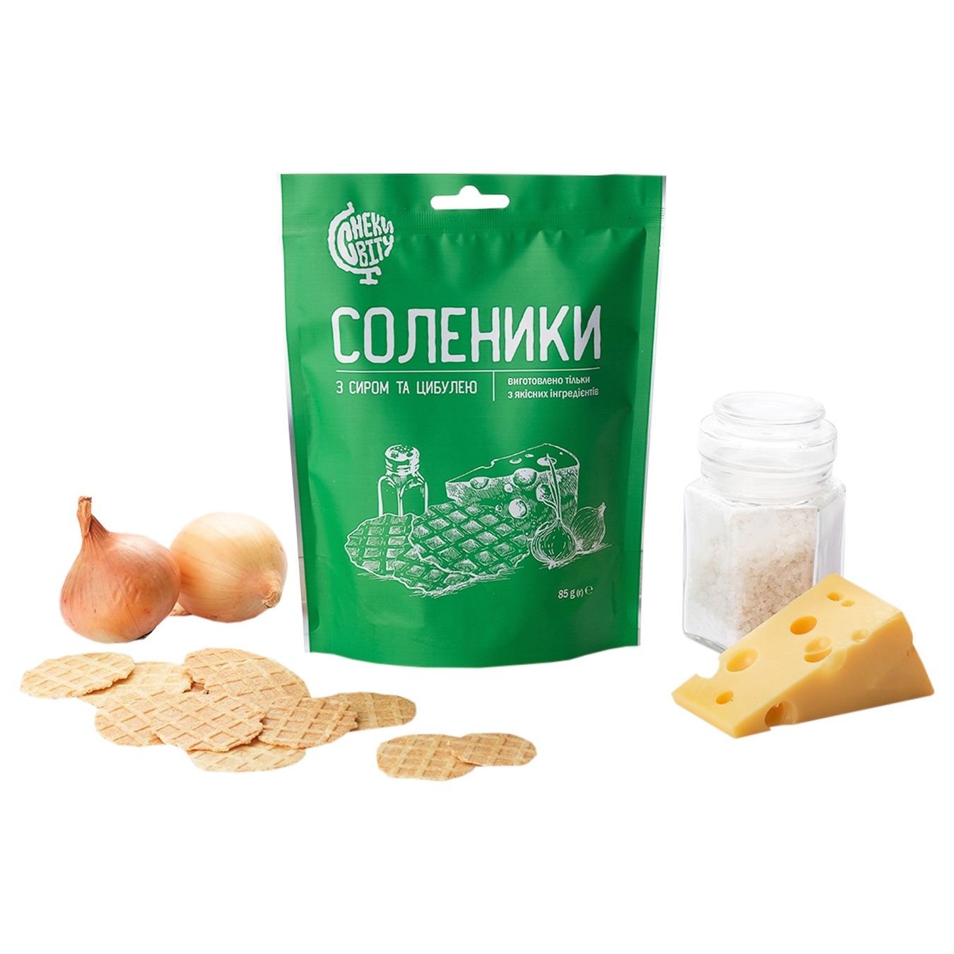 

Снеки Снеки Світу Соленики с сыром и луком хрустящие 85г