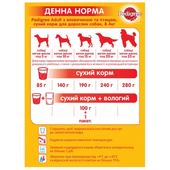 Корм сухий Pedigree з яловичиною та птицею для дорослих собак 8,4кг - купити, ціни на Auchan - фото 3