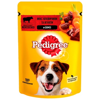 Корм Pedigree мікс яловичини та ягняти в соусі для собак 100г - купити, ціни на METRO - фото 1