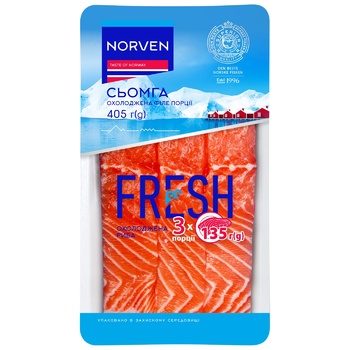 Norven Chilled Salmon Fillets Portions On Skin 405g