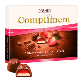 Конфеты Roshen Compliment с клубнично-молочной начинкой 120г - купить, цены на Auchan - фото 1