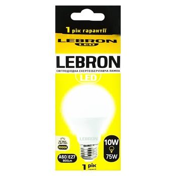 Лампа Lebron світлодіодна A60 10W Е27 3000K - купити, ціни на Auchan - фото 2