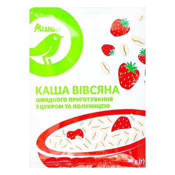 Каша Ашан вівсяна з полуницею 35г - купити, ціни на Auchan - фото 1