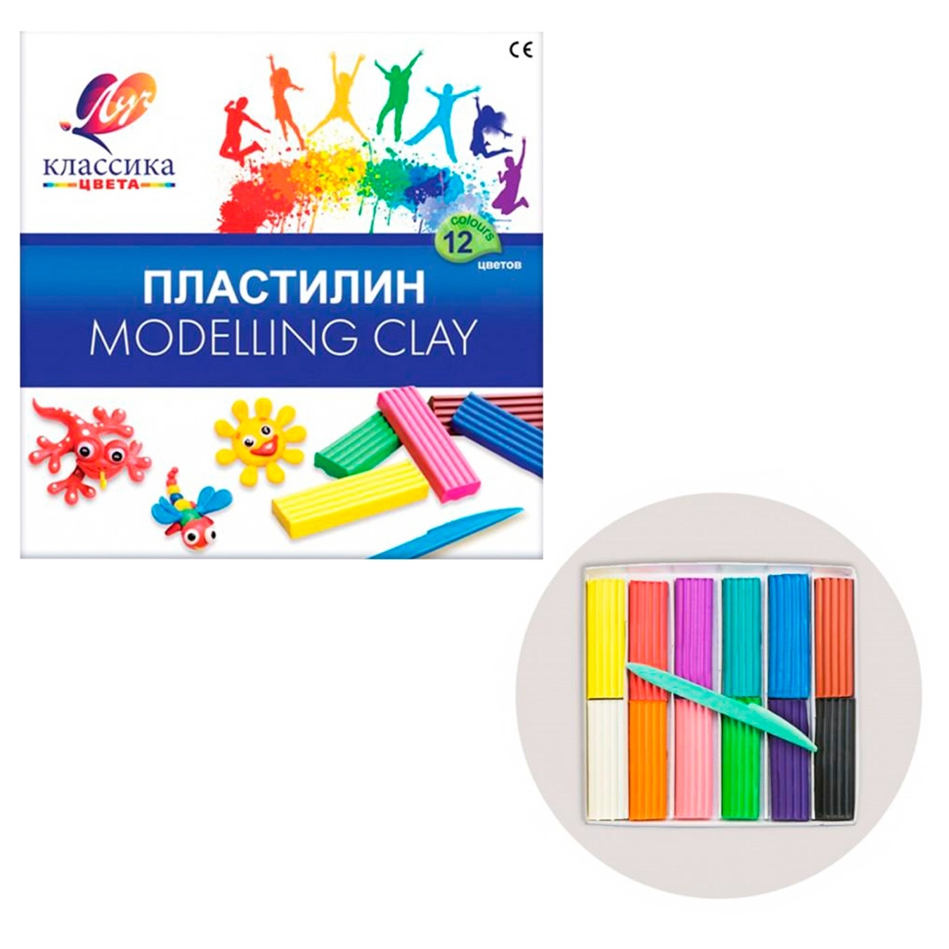 

Пластилин Луч Классика со стеком 12 цветов 240г