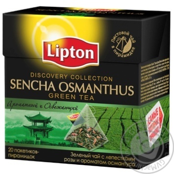 Green pekoe tea Lipton Sencha Osmanthus with rose petals and osmanthus flavor teabags 20х1.5g - buy, prices for NOVUS - photo 1