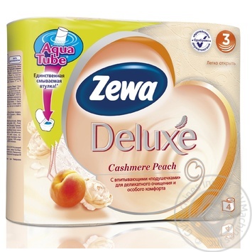 Туалетная бумага Zewa Deluxe Aqua Tube Cashmere Peach 3 слоя 4шт купить, цены на МегаМаркет - фото 2