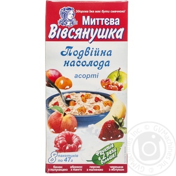 Каша Вівсянушка Подвійна насолода у вершках 47г х 8шт купити, ціни на МегаМаркет - фото 1