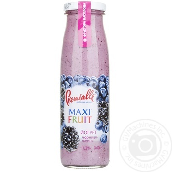 Drinkable yogurt Premialle Maxi Fruit blueberry-blackberry 1.2% 340g glass bottle Ukraine - buy, prices for - photo 6