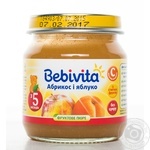 Puree Bebivita Apricot-Apple sugar free with vitamin C for 5+ month old babies glass jar 100g Russia