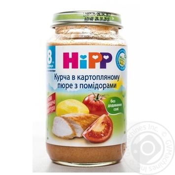 Baby puree Hipp Chicken in mashed potatoes with tomatoes for 8+ month old babies glass jar 220g Hungary - buy, prices for - photo 3