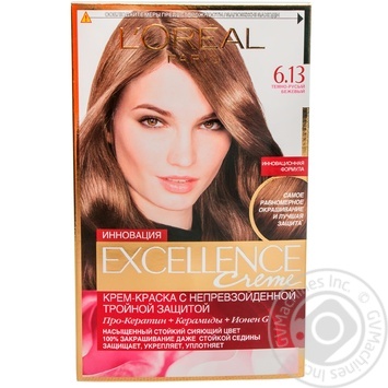 Крем-краска для волос L'Oreal Excellence Creme 6.13 темно-русый бежевый купить, цены на МегаМаркет - фото 1
