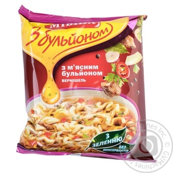 Макароны вермишель Мивина с мясным бульоном 70г Украина