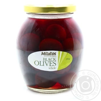 Оливки Milatos чорні з/к с/б 350г х12 купити, ціни на МегаМаркет - фото 1