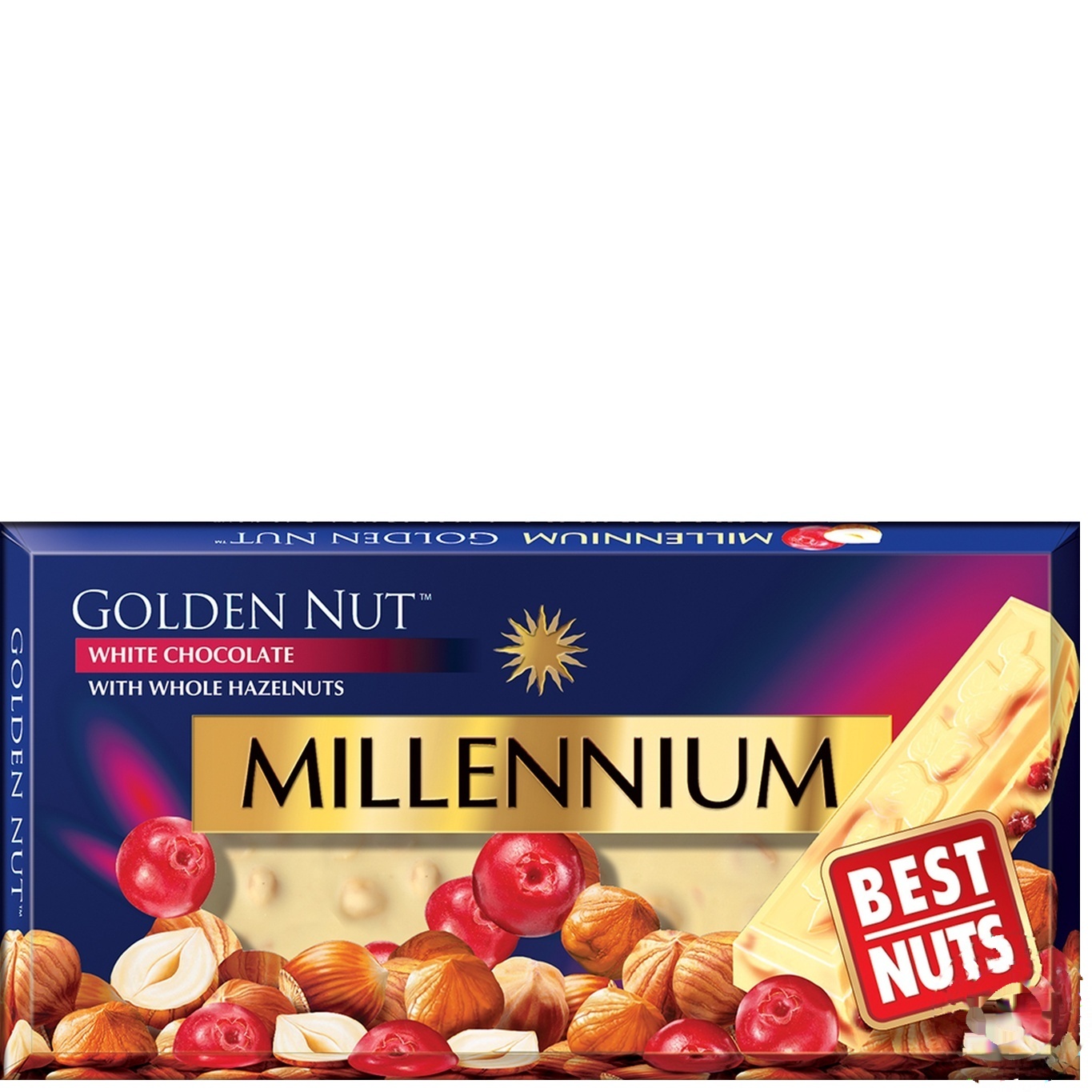 

Шоколад Millennium Golden Nut белый с цельными лесными орехами и клюквой 100г