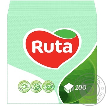 Салфетки Ruta зеленые бумажные 1-слойные 24*24см 100шт купить, цены на МегаМаркет - фото 1