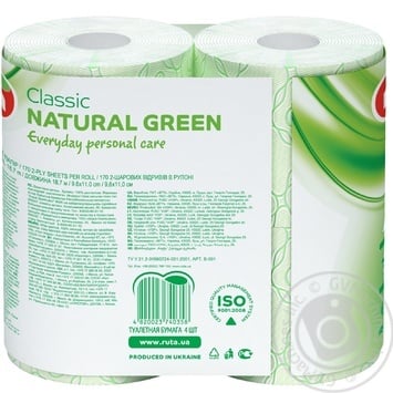 Ruta Classic Green 2-ply Toilet Paper 4pcs - buy, prices for MegaMarket - photo 2