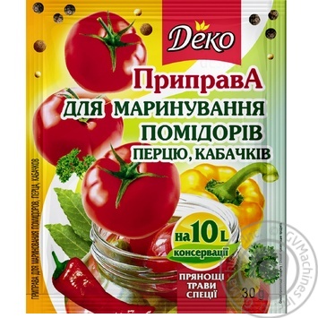 Приправа Деко для маринування помідора-перцю-кабачка 30г x20 купить, цены на МегаМаркет - фото 2