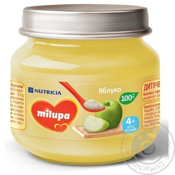 Puree Milupa apple for children from 4 months 100g glass jar - buy, prices for MegaMarket - photo 1