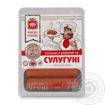 Сосиски Мясная гильдия с ветчиной и сулугуни в/с 285г купить, цены на МегаМаркет - фото 1
