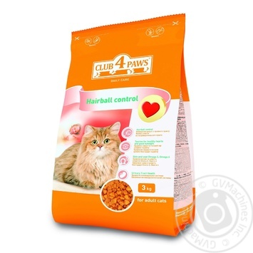 Club 4 Paws Dry pet food for adult cats Meat croquettes hairball control 3kg - buy, prices for NOVUS - photo 1