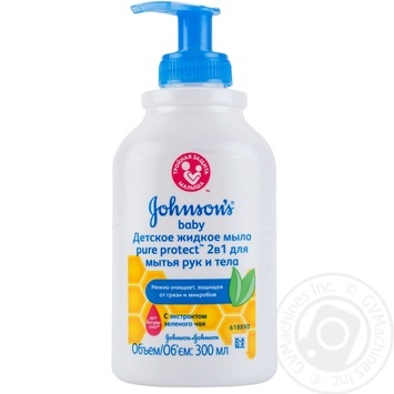 Дитяче рідке мило Johnson's Baby Pure Protect 2в1 для миття рук та тіла 300мл купити, ціни на МегаМаркет - фото 1