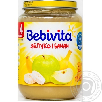 Пюре Bebivita Яблуко і банан 190г купити, ціни на МегаМаркет - фото 1