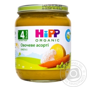 Puree HiPP vegetable mix salt free with with omega-3 fatty acids for 4+ months babies 125g - buy, prices for MegaMarket - photo 1