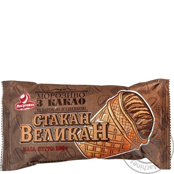 Мороженое Ласунка Стакан великан пломбир с какао и вареной сгущенкой в вафельном стакане 100г купить, цены на МегаМаркет - фото 4