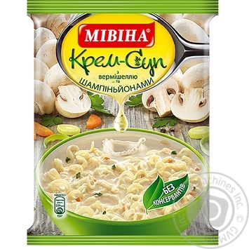 Крем-суп Мивина с вермишелью и шампиньонами 57.5г купить, цены на МегаМаркет - фото 1