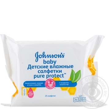 Серветки Johnson`s baby Pure Protect 25шт купити, ціни на МегаМаркет - фото 1