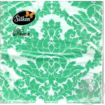 Paper table napkins Silken Decor cellulosic three-layer with print Damascus 20pcs - buy, prices for MegaMarket - photo 1