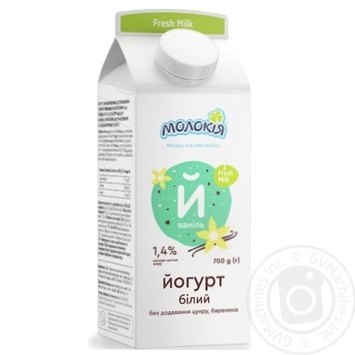 Йогурт Молокія Ваніль білий солодкий 1.4% 700г купити, ціни на МегаМаркет - фото 1