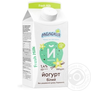 Йогурт Молокія Ваниль белый сладкий 1.4% 300г купить, цены на МегаМаркет - фото 1