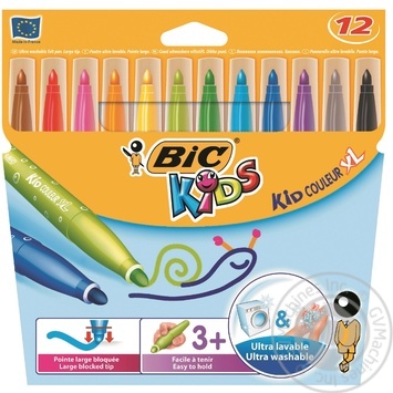 Фломастери кольорові Bic Kids Couleur XL 12шт х12 купити, ціни на МегаМаркет - фото 1