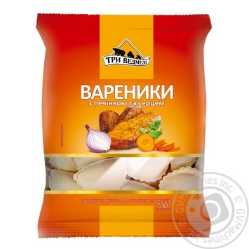 Вареники Три Медведя с печенью и сердцем 700г купить, цены на МегаМаркет - фото 1