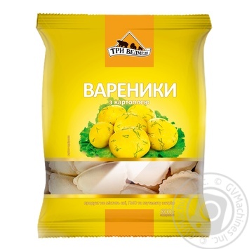 Вареники Три Ведмеді з картоплею 800г купити, ціни на МегаМаркет - фото 1