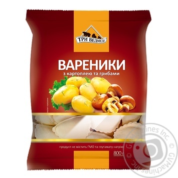 Вареники Три Ведмеді з картоплею та грибами 800г купити, ціни на МегаМаркет - фото 1