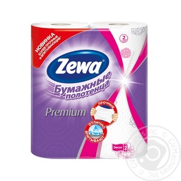 Бумажные полотенца Zewa Premium Decor белые двухслойные 2 рулона купить, цены на МегаМаркет - фото 1