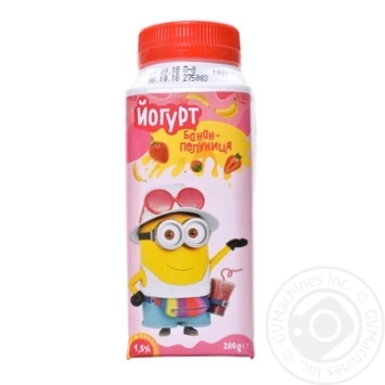 Йогурт Despicable Me Банан-Клубника питьевой 1,5% 200г купить, цены на МегаМаркет - фото 1