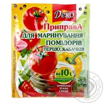 Приправа Деко для маринування помідора-перцю-кабачка 30г x20 купить, цены на МегаМаркет - фото 1