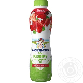 Кефір Слов'яночка Полуниця-м'ята 1% 540г купити, ціни на МегаМаркет - фото 1