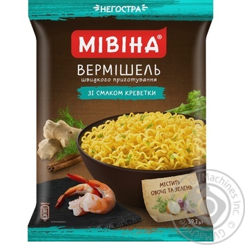 Mivina ready-to-cook with shrimp flavor pasta 59.2g - buy, prices for MegaMarket - photo 1
