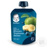 Пюре Gerber яблоко черника банан 90г